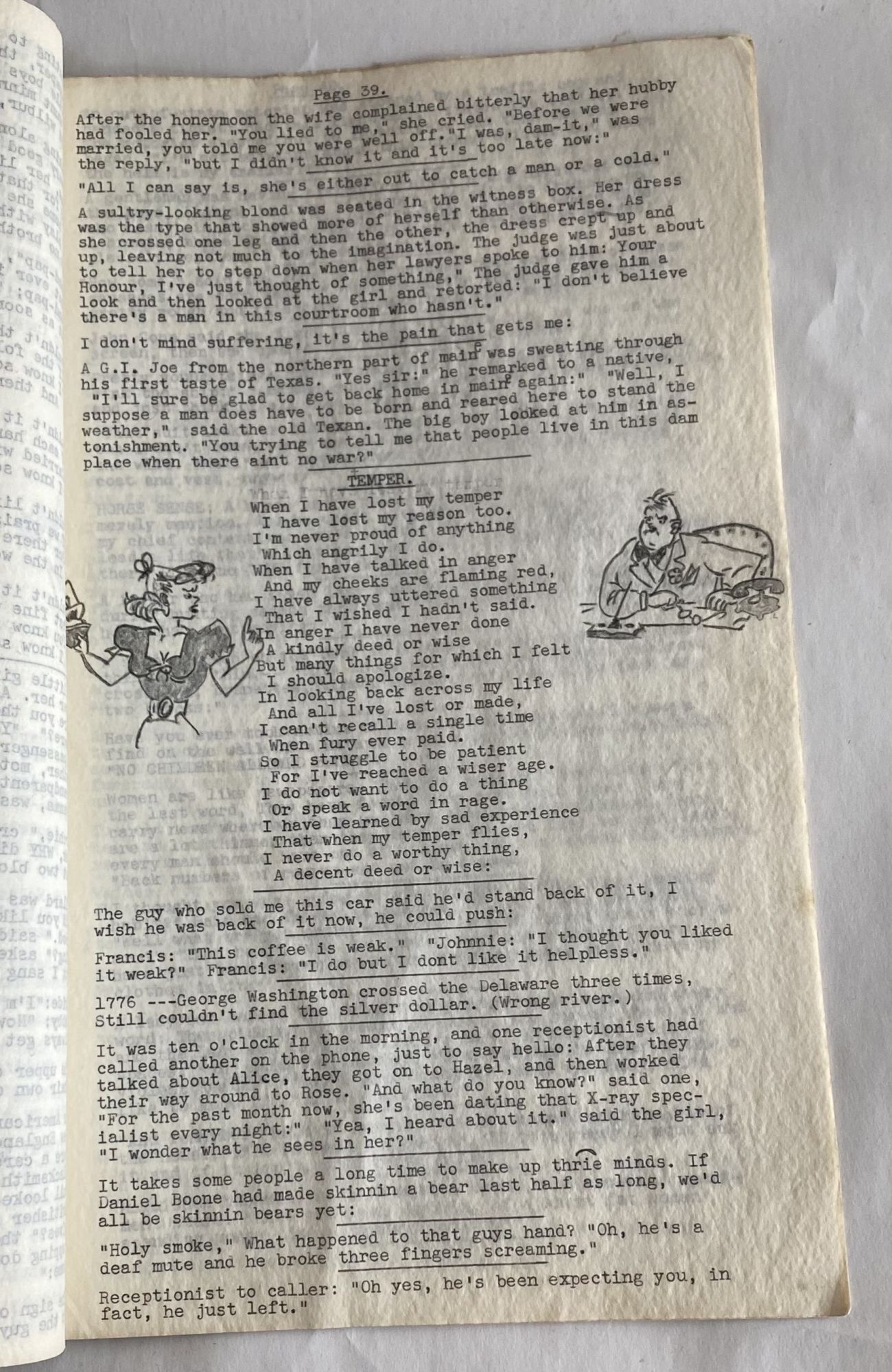 1950s RISQUE ART AND HUMOR TYPEWRITTEN MANUSCRIPTS